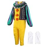 Clown Kostüme Version 1990 Clown Cosplay Kostüme Für Kinder Erwachsene, Halloween Clown Kostümzubehör Für Rollenspiele Und Karnevals-Cosplay, Inklusive Weste, Schal, Handschuhe, Stilvolles Kostüm