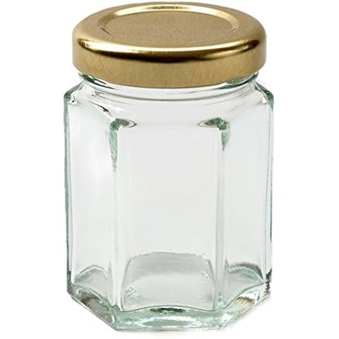 Tarros hexagonales Nutley de 55 ml + tapas doradas Cover