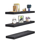 Vervida Black Floating Shelves Set of 3 x 24 Inches Shelf for Bookshelf, Bedroom, Bathroom, Shelves