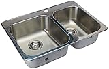 Cantrio Stainless Steel Kitchen Sink - 27 ¾" x 20 ½" - Easy to Clean Double Basin with 2 x 3.5" Strainer - Top Mount Style - Modern Commercial Grade Kitchen Accessory - Model KSS-521