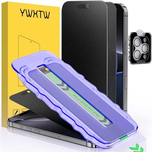 Image of YWXTW 2 Pack for iPhone 16 Pro Max Matte Privacy Screen Protector 6.9 Inch + 1 Set Camera Lens Protector, Anti Spy Anti Glare 16 Pro Max Tempered Glass Film, Anti Fingerprint, Bubble Free