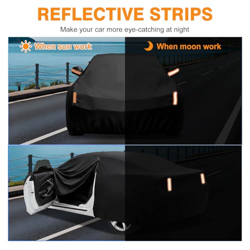 Image of Car Cover Custom Fit for Chevy Camaro 2010-2026, Outdoor Waterproof All Weather Heavy Duty Full Exterior Cover for Sun Rain Snow UV Dust Protection with Door Zipper