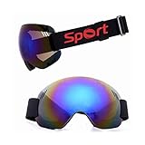  Gnzoe TPU+PC Snowboardbrille Anti-Beschlag Sandkontrolle Ski-Schutzbrillen Outdoor Schutz Brille Schutzbrillen für Skifahren Schneemobil Skaten/Blau
