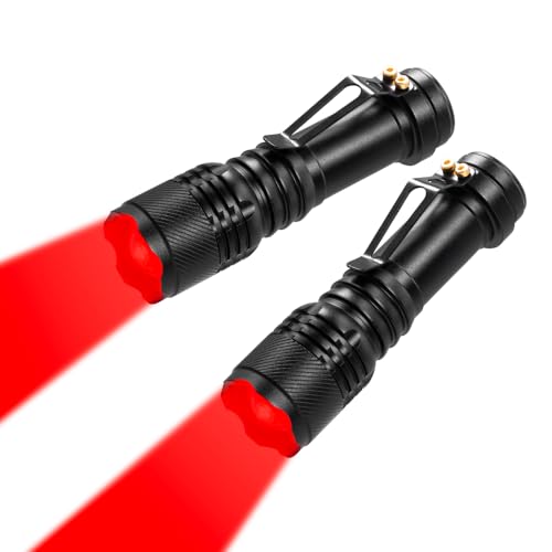WAYLLSHINE 2 Pack Red Light Flashlight Single Mode Red LED Flashlight One Mode Zoomable Night Light Torch for Astronomy Aviation and Night Observation