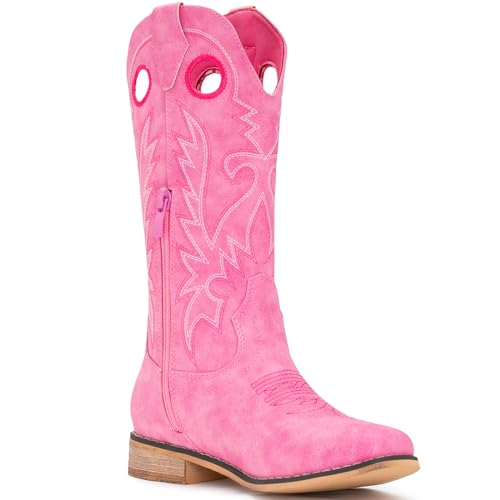 IUV Cowboy Boots for Boys Girls Western Square Toe Cowgirl Boots Mid Calf Riding Shoes (Toddler/Little Kid/Big Kid)2