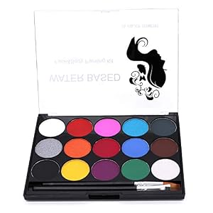 POFET Kit de pintura corporal para la cara, 15 colores, paleta profesional no tóxica,para espectáculos de arte,Halloween…