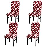WWQQKJ Funda elástica for Silla de Comedor, Funda elástica for Silla, Protector de Silla extraíble for Comedor, Boda, Banquete, Fiesta, 4/6 Uds.(A-Red,4 PCS)