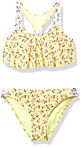 Hobie Girls' Flounce Bralette Bikini Top & Side Tab Hipster Bottom Swimsuit Set