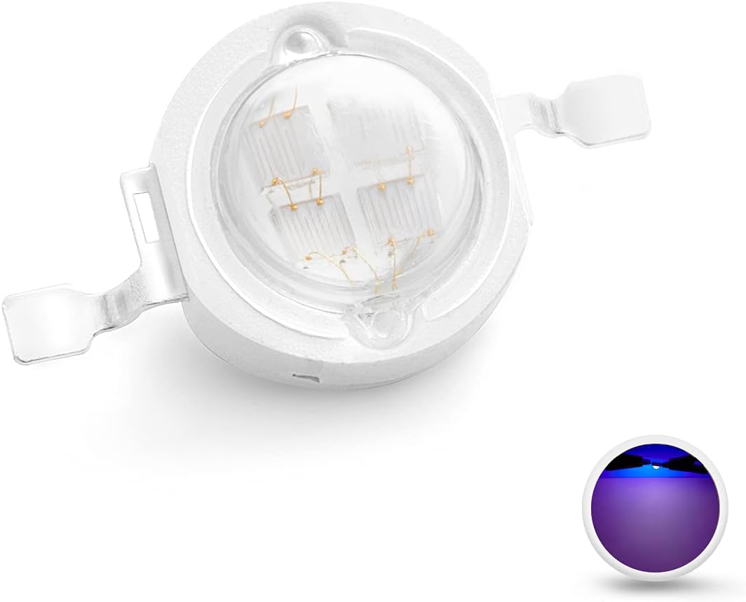 CHANZON 5 pcs High Power Led Chip 5W Purple Ultraviolet (UV 385nm / 600mA - 700mA / DC 6V - 7V / 5 Watt) SMD COB Light Emitter Components Diode 5 W Ultra Violet Bulb Lamp Beads DIY Lighting