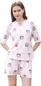 SMOWKLYCotton Blend Printed Nightsuit||Everyday Nightsuit||Night Dress||Shorts Set||Pajama Set for Women