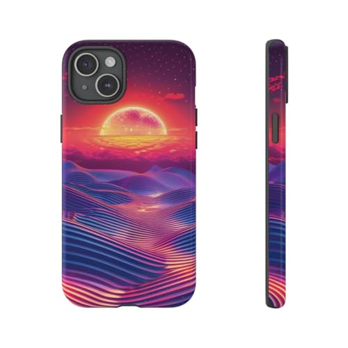 Coque rigide brillante iPhone 15 Plus anti rayures bleue vagues