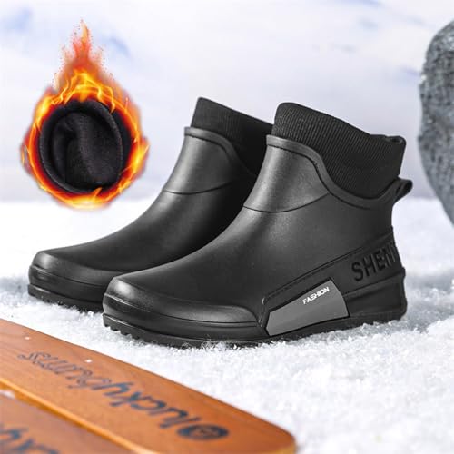 LOIJMK Gummistiefel Herren Gefüttert Regenstiefel Regenschuhe Halbhoch Arbeitsstiefel Wasserdicht Garten Stiefel Winter Stiefeletten Rain Boots Gartenschuhe Schlupfstiefel Sicherheitsstiefel