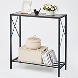 Tajsoon Entryway Table, 2-Tier Narrow Console Table, 28.3”L Thin Sofa Table with Shelves, Side Table for Entryway, Hallway, Living Room, Foyer, Corridor, Office, Rustic Black