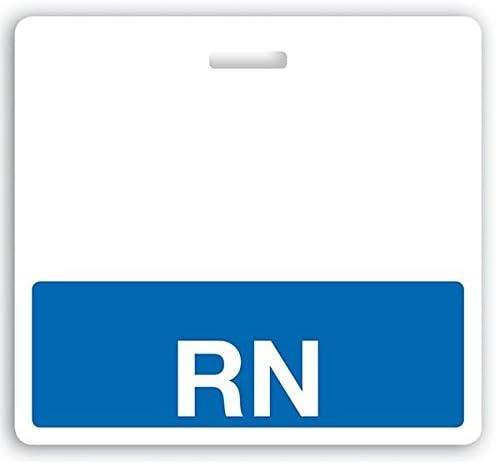 RN Horizontal Badge Buddy with Blue Border for ID Badge