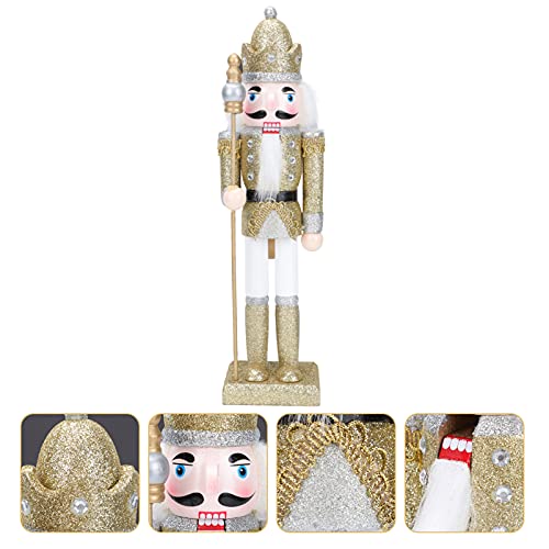 Pretyzoom Christmas Nutcracker Ornaments 12" Wooden Nutcracker Soldier Figure Decor Christmas Decorations Doll Ornament For Festival Party Outdoor Xmas Gifts (Golden) #TOP7