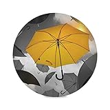 marca:: XiangHeFu XiangHeFu Paraguas Imprimir Amarillo Negro Manteles Individuales Redondos de 39x39 cm Antideslizantes para Mesa de Comedor 6 Piece