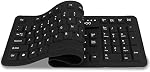 Sungwoo Foldable Silicone Keyboard USB Wired Standard Keyboard Waterproof Rollup Keyboard for PC Notebook Laptop, Full Size (Black)