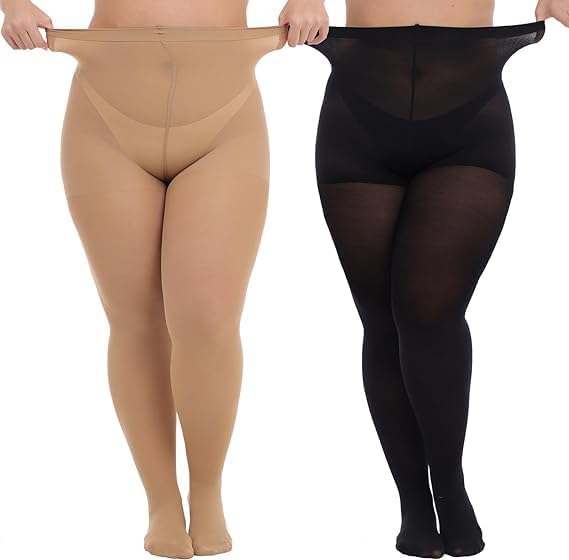 Stockings & Hosiery Women's & Girls Slim Pantyhose, Sexy High Waist Footed Pantyhose, Skin & Black Color Pack Of 2 Pair-image-27