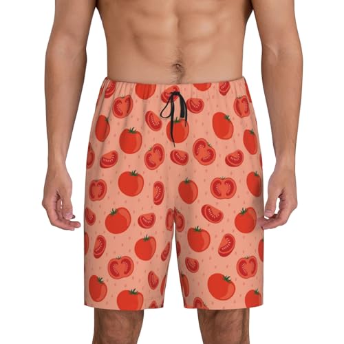 Cute Tomato Mens Pajama Pants With Pocket Soft Sleep Shorts Lounge Shorts Pj Pants For Men