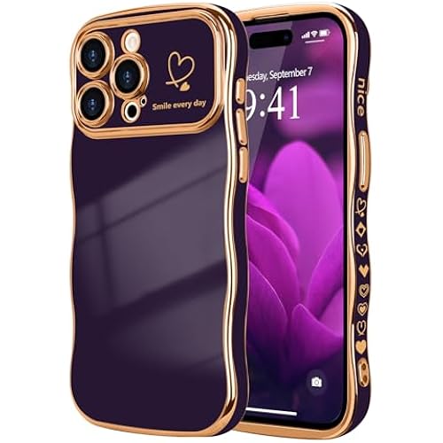 LCHULLE for iPhone 14 Pro Max Case Cute for Women Wave Shape, Dark Purple