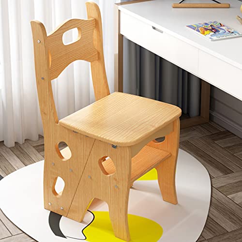 Chaise-escabeau en bois à 4 marches structure robuste renforcée 150 kg