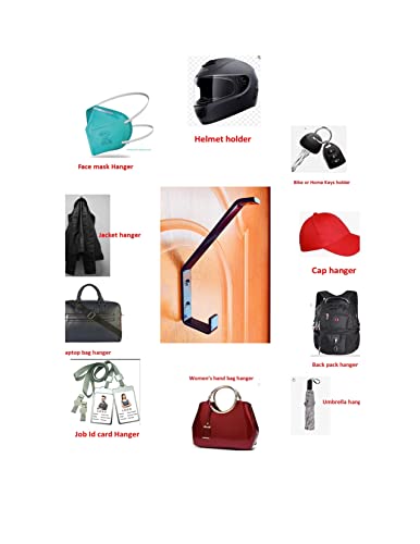Image of Brahmaji Helmet Holder Cum Keys Hanger Jacket Hook Wall mountable Laptop Bag Helmet Hanger Multipurpose Organizer Hook Extra Helmet Inner Material Safe Unique Premium Model 2026 (Black) (Pack of 2)