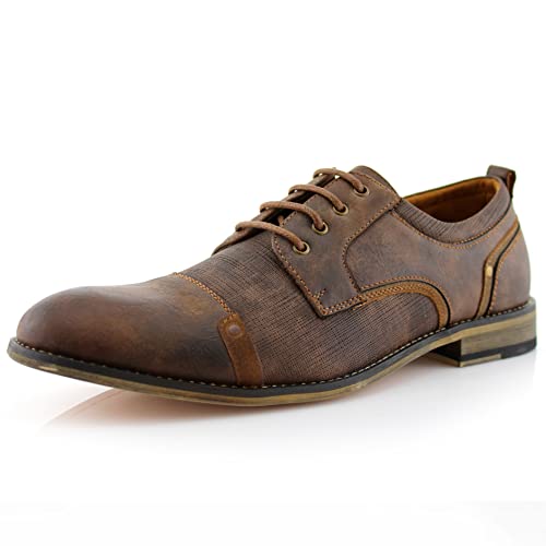 Image of Ferro Aldo Men's Modern Cap-Toe Derby Collection | Statement Dress Shoes in Floral, Woven, & Classic Styles