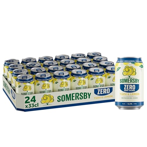Somersby ZERO 0,0% Yuzu & Lemon 0,0% Cider 0,33 l Dose| 24 Dosen alkoholfreier, Zero Alcohol, Zero Sugar, Zero Calories, 100% erfrischender (24 x 0,33 l)