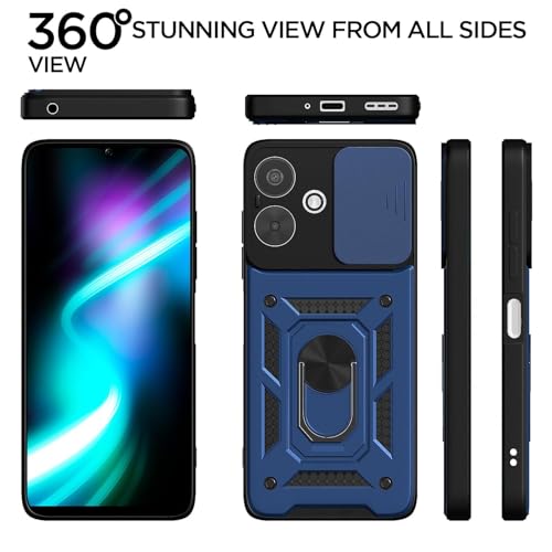 Image of Luxe Back Cover for Redmi 13C 5G | D10 Tough Armor | Sliding Camera Shield | 360 Protection | Kickstand Ring Holder | Military-Grade Shockproof Bumper