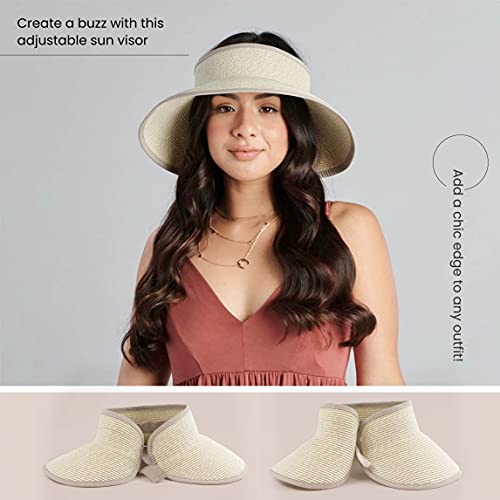 San Diego Hat Company Signature Women's Ultrabraid Large Brim Visor with Ribbon Binding & Sweatband, Sun Hats for Women, Multi Natural - Thumbnail 6