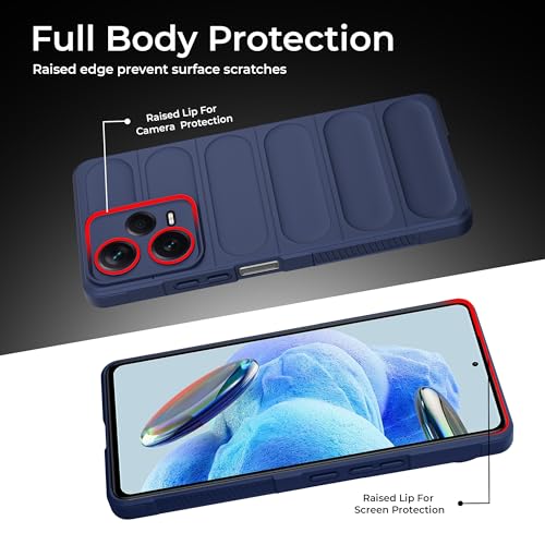 Image of A rtistque Liquid Silicone Stripes Back Cover Case for Mi Redmi Note 12 Pro Plus 5G | with Camera Protection | with Inner Fabric | Anti Slip Grip | AirBag Case - Blue