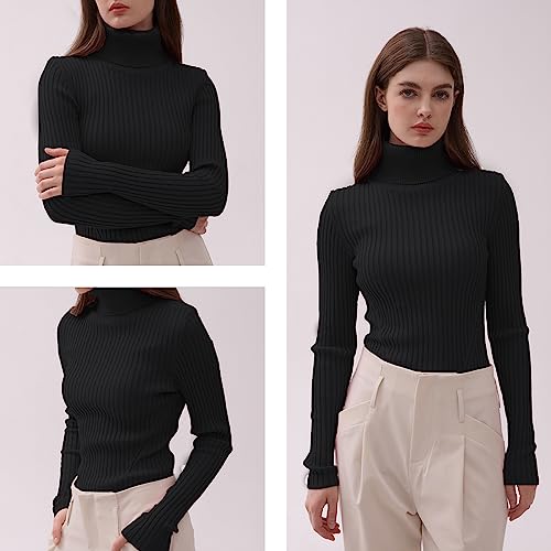v28 Women Stretchable Turtleneck Knit Long Sleeve Slim Fit Sweater (XL,Black) by v28 - Used condition - US$14.53