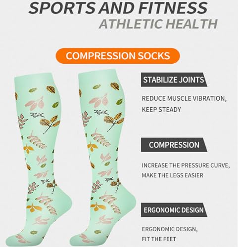 Image of Women's Knee High Compression Socks for Running Work Support Nurses Pregnancy Travel,Colorful Over The Calf Socks,#W402