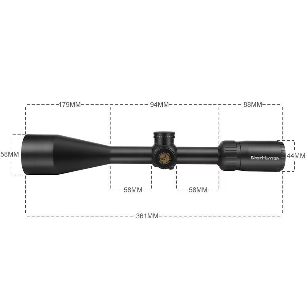 WestHunter Optics WHT-C 6-24X50 SFP Lunette de Tir de Précision 1 Pouce 25,4 mm Second Plan Focal 1/10 MIL Montage Picatinny