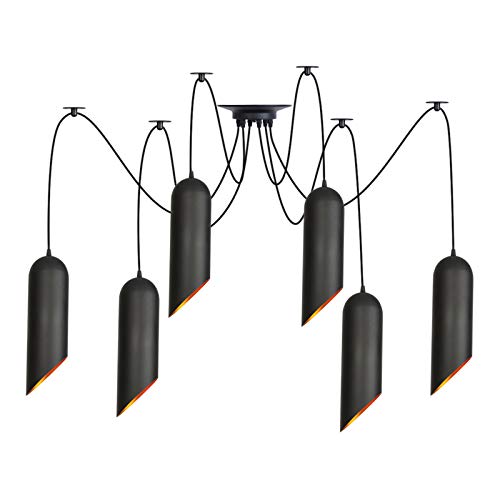 Lampe araignée de plafond HNVBDOPAE lustre noir réglable 3 à 6 lumières style nordique
