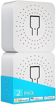 WAITHOME Mini WiFi Smart Wireless Light Switch, Universal DIY Relay Module for Smart Home Automation Solution, Compatible with Siri Alexa and Google Assistant Voice Speakers16A No Hub Required(2Packs)