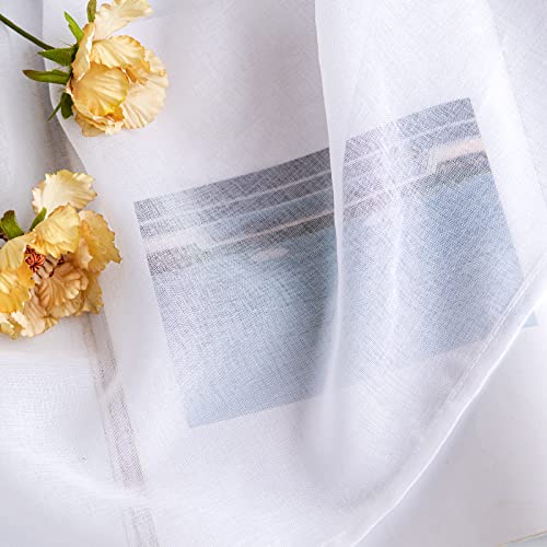 Woaboy Voile Gardinen Vorhänge Ösen 2er Set 140x280cm Weiß – Ansicht 4