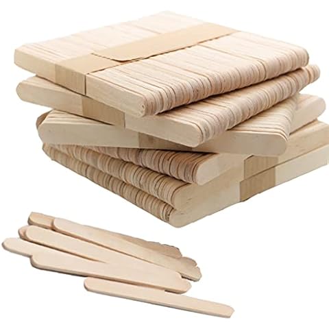 TopAufell 300pcs Wooden Lolly Sticks,Wooden Sticks for Craft,Wooden Sticks for Home and School Crafts for Craft,Popsicle Sticks for Popsicle and Ice Cream93x10x2mm(Raw wood with straight edges93*10*2) Cover