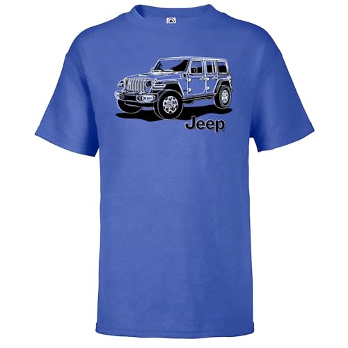 Jeep Youth JL Wrangler Line Art T-Shirt – Supersoft Triblend – Officially Licensed Shirt for Kids