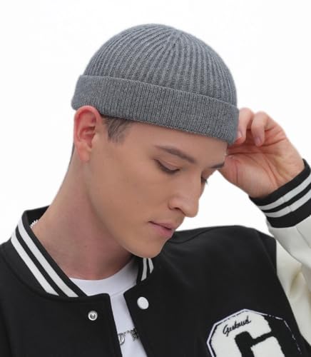ROYBENS Thin Swag Wool Short Fisherman Beanie for Men Women Knit Winter Hat