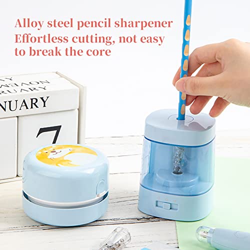 The Electric Stationery Gift Set Includes A Electric Pencil Sharpener+Electric Eraser+Eraser Refill+Desktop Vacuum+Diy Stickers, All Need Battery Power,For Teacher,Artists,Office #TOP3