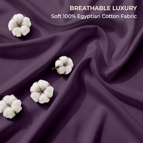 Image of SGI bedding 100% Egyptian Cotton Sheets RV King Size - 600 Thread Count Sheets Set, Soft, Cooling, 15 inch Deep Pocket, Luxury Hotel Bedding, Breathable, Durable - Plum