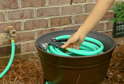Liberty Garden Products 1924 High Density Resin Antique Bronze Garden Hose Pot, 12" x 18"
