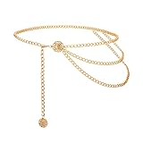 Mehrschichtig Taillenkette Damen: Damen metall gürtel ist aus Legierung. Die glänzenden Gold und Silber fallen ins Auge. Einfach und auszuziehen und anzupassen. Leicht und wiederverwendbar.