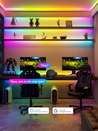 Image of TJOY BGRIC LED Strip Lights 16.4FT, Smart Led Lights Compatible with Alexa&Google Assistant, Color Segment DIY, WiFi Led Lights for Bedroom, Remote&APP Control, Color Changing Strip Light for Room
