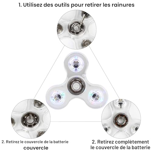 SCIONE Fidget Spinner LED Cristal Hand Spinner Lumineux Jouet Sensoriel Fidget Toys Anti Stress ADHD pour Enfants Adultes Halloween Noël Blanc – vue 6