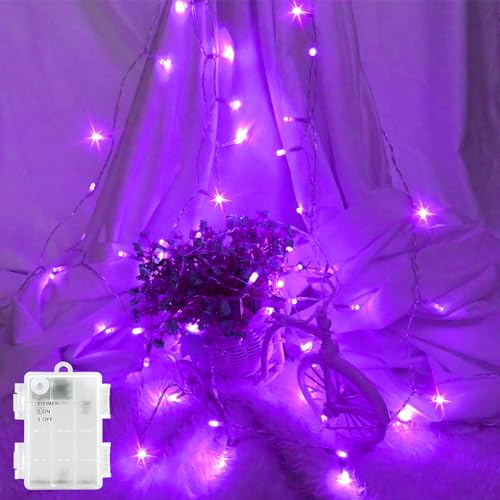 FFZZKJ Halloween Lights Outdoor Battery Operated Timer for Halloween Decorations Waterproof 3M 30 LED String Lights for Indoor Outdoor Window Porch Balcony Party Purple
