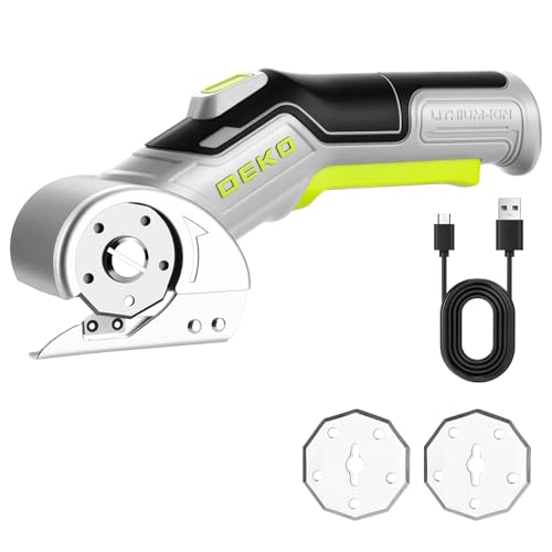 Cardboard Cutter : DEKOPRO Electric Scissors for Cutting Cardboard with 2 Blades High-Precision Carpet Cutter with Safety Lock for Carpets Plastic Fabric Thin Leather
