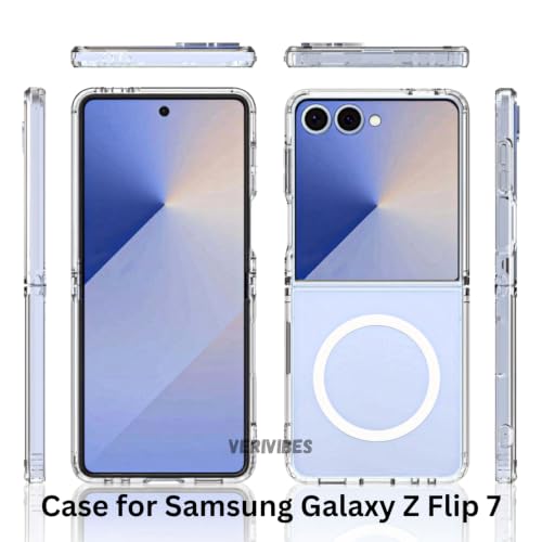 Image of Ultra Hybrid Clear Case Compatible with Samsung Galaxy Z Flip 7 | Magnetic Wireless Charging | 360 Hinge Protection | Anti-Yellow 3 Layer Shockproof Drop Protection Cover - Transparent