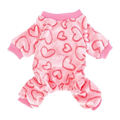 Rainai Dog Christmas Pajamas, Winter Dog Clothes For Small Medium Dog 4 Leg, 1 Pack Fleece Puppy Pjs, Thermal Pjs, Pet Clothing For Doggie , Pink Cover